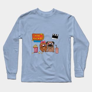 Pug and Terrier with 3D Glasses Movie Night Long Sleeve T-Shirt